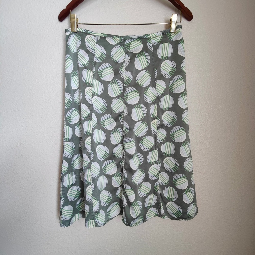 Amanda Smith Vintage Y2K 100% Silk Midi Skirt Green Lined Fairy Cottage Feminine